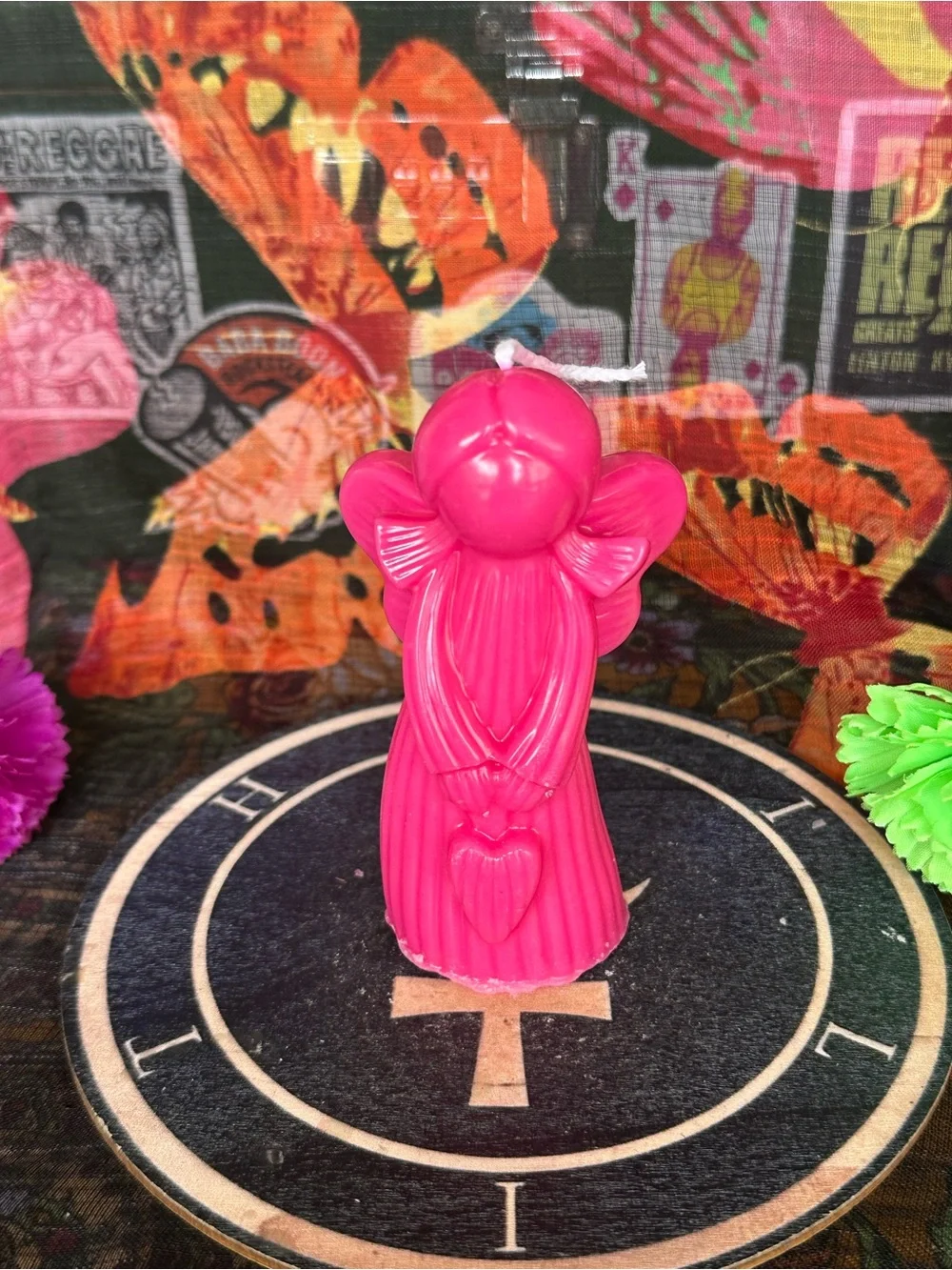 Handmade Pink Angel Candle with Heart – Spiritual Decor